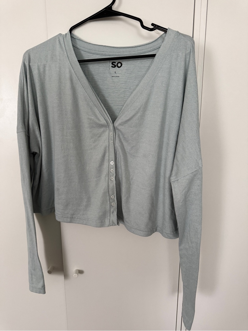 SO Women's Light blue Button-Front V-Neck Top